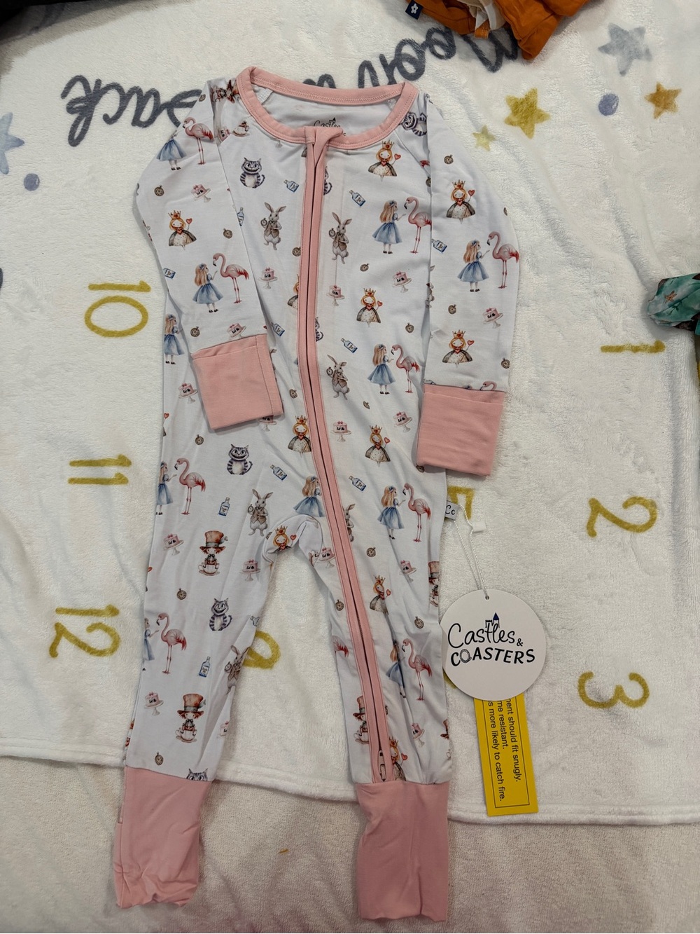 Castles& Coasters Alice in wonderland Bamboo  6-12M footies